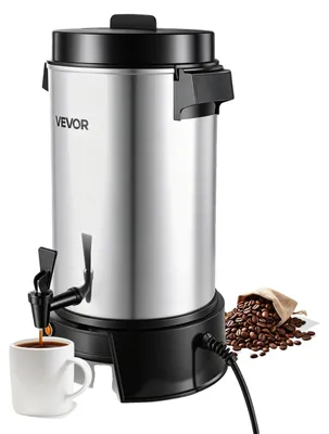 Productafbeelding van VEVOR commerciële koffiemachine, 40 kopjes, 6 liter warmdrankdispenser met druppelvrije tuit, koffiekan met automatische temperatuurregeling, geschikt voor catering, feesten, kerken, restaurants en cafés