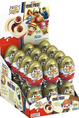 Produktbild von Kinder Joy One Piece Funko Pop Display Edition 2026 –  24x Überraschungsei mit Sammelfigur [20g×24] + Heartforcards Versandschutz