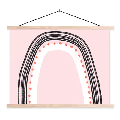 Produktbild von MuchoWow® Textilposter Regenbogen - Minimalismus - Rosa 40x30 cm mit holzfarbenen Rahmen - Bilder