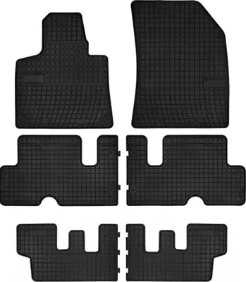Produktbild von Gummifußmatten passend für Citroen C4 Picasso II (7 Personen, Bj. 2013-2019) –  schwarz, passgenau, mit Befestigungen set 6 Stk. - Gummi-Automatten