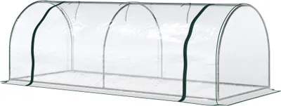 Image de Outsunny Serre de Jardin Tunnel mini serre tunnel serre à tomates 2,5L x 1l x 0,8H m Grande Porte zippée bâche PVC Transparent métal époxy Vert