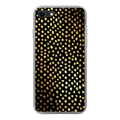 Produktbild von MuchoWow® Handyhülle Schutzhülle Hülle für iPhone 8 Polka dots - Gold - Schwarz Silikon Softcase Handy Hülle - Schutzhaube