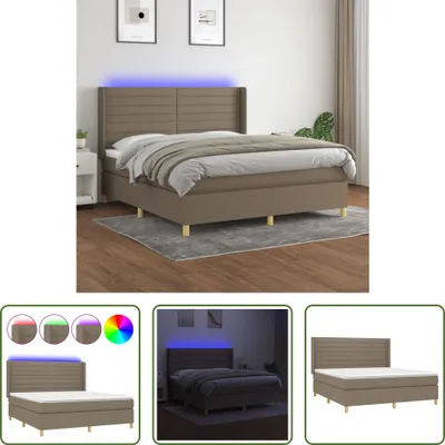 Produktbild von The Living Store Boxspringbett mit Matratze & LED Taupe 180x200 cm Stoff