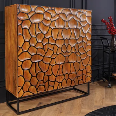 Produktbild von riess-ambiente Massivholz Highboard VULCANO 120cm braun Mangoholz handmade Metallgestell schwarz Kommode Anrichte