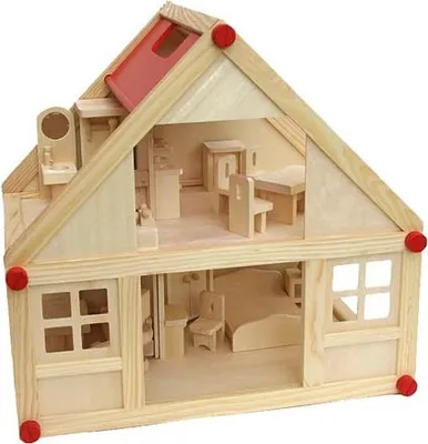 Image de Freda Maison de poupées + meubles de poupées Meubles de maison de poupées en bois 28 pièces + housses