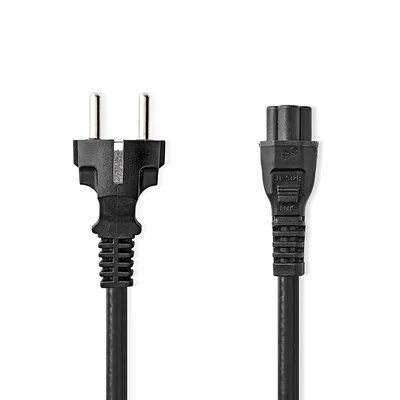 Zdjęcie produktu dla Kabel zasilający | Wtyczka z uziemieniem męskim | IEC-320-C5 | Prosto | Prosto | Niklowane | 5,00 m | Okrągły | PCV | Czarny | Etykieta