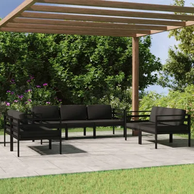 Immagine prodotto di 2024 Set di mobili da giardino moderni Set da salotto da giardino 7 pezzi con cuscini alluminio antracite 341986