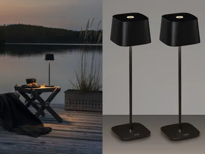 Produktbild von 2er Set USB kabellose Akku Tischlampen ohne Stromanschluss, Außenlampen Schwarz
