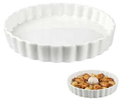 2er-Set Keramik-Quicheformen Ø 22 cm, antihaftbeschichtet, weiß