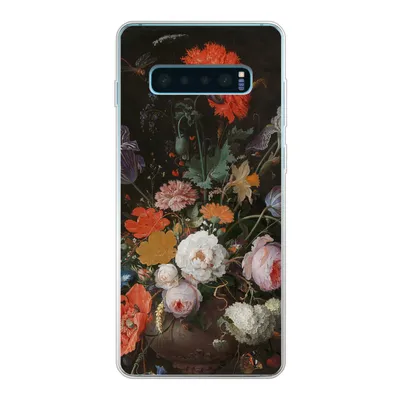 Produktbild von MuchoWow® Handyhülle Schutzhülle Hülle für Samsung Galaxy S10 Plus Stilleben mit Blumen und einer Uhr - Gemälde von Abraham Mignon Silikon Softcase Handy Hülle - Schutzhülle