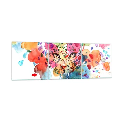 Produktbild von Bilder auf glas - Farbe Konzept Katze - 90x30cm - Glasbilder - Wandbilder - Kunstdruck - zum Aufhängen bereit - Wanddekoration aus Glas - Glas Bilder - Wandbild auf Glas - 3 Teile - GCA90x30-3068