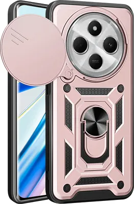 Produktbild von Hülle für Xiaomi Redmi 14C Magnetische Ring Ständer Halter Dia Kameraschutz TPU Bumper Silikon Schutzhülle Rosa