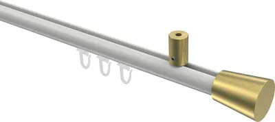 Produktbild von Interdeco Innenlaufstange / Gardinenstange mit Innenlauf Weiß / Messing-Optik, Typ Sonius Sitra (Konus) Deckenmontage, 20 mm Ø 1-läufig, 160 cm