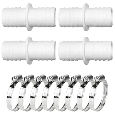 Immagine prodotto di Raccordi per tubi da piscina, da 32 mm a 32 mm, confezione da 4 pezzi, con fascette per tubi