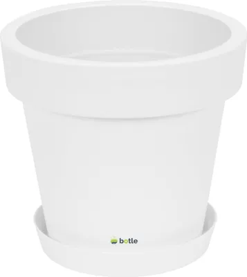 Produktbild von Blumentopf Übertopf inkl. Untersetzer Blumenkübel 50 cm x 45,5 cm weiß Pflanzkübel Pflanztopf Kunststoff