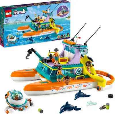 Produktbild von LEGO 41734 Friends Seerettungsboot Tierrettungs-Spielzeug Set mit Delfin-Tier-Figuren und U-Boot, Öko-Lernset, Spielzeug-Geschenk für Kinder, Mädchen und Jungen ab 7 Jahren