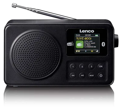Produktbild von Lenco PDR-033BK - Tragbares DAB+/FM-Radio mit Bluetooth® und wiederaufladbarem Akku - Schwarz