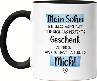 Produktbild von Sohn Geschenk Tasse Schwarz Mit Spruch Kind Kinder Humor Sarkasmus Geschenkidee