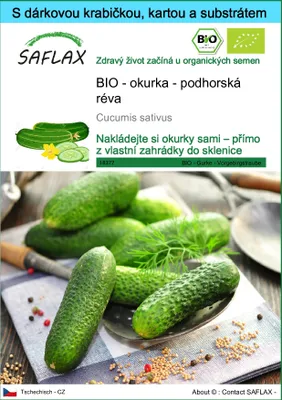 Obrázek produktu pro SAFLAX Dárková sada - BIO - okurka - podhorská réva - Cucumis sativus - 15 Semena - S dárkovou krabičkou, přepravním štítkem, dárkovou kartou a pěstebním médiem
