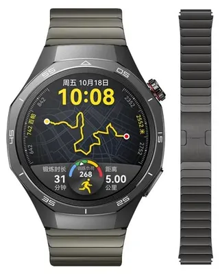 Zdjęcie produktu dla Bransoleta ze stali nierdzewnej do smartwatcha - Huawei Watch GT2/GT2e/GT2 Pro 46 mm - Stal nierdzewna - Zapięcie składane - Szara