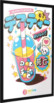 Image de Ilustrata - Poster "Death Bubble Tea" PM9453 (91,5 cm x 61 cm x 0,1 cm) (Rose/Bleu/Jaune)