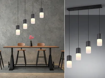 Produktbild von Pendelleuchte ROBIN 80cm Schwarz matt Glas weiß