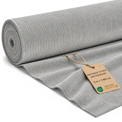 Produktbild von Cordstoff Meterware Cord Stoff Polsterstoff Möbelstoff 5 m x 140 cm Hellgrau