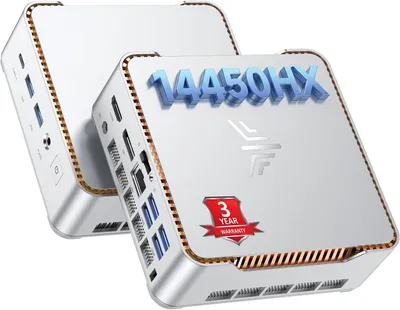 Immagine prodotto di Mini PC Hyper H2 con sistema operativo Windows 11 Pro, processore Intel Core i5-14450HX (10 core / 16 thread, fino a 4,80 GHz), 32GB di RAM DDR4, SSD M.2 NVMe da 1TB. Mini computer desktop ideale per ufficio, scuola o uso domestico