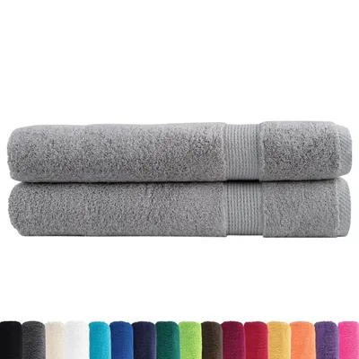 Image de vidaXL Serviettes de sauna premium SOLUND 2 pcs Gris 80x200 cm 600 g/m