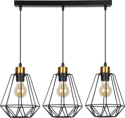 Immagine prodotto di Lampadario PRIMO nero e oro, 3xE27x60W, metallo, dimensioni: 100x69x19 cm, IP20, Candellux