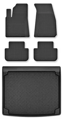 Image de Tapis en caoutchouc + bac de coffre pour Audi Q8 2018- (coffre standard) – 5 pièces, noirs, semi-universel, adapté