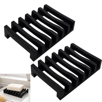 Image de Porte-savon - Lot de 2 - À fixer au mur ou à poser - Noir