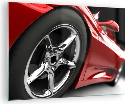 Produktbild von Bilder auf glas - Sportwagen Rad Felge - 70x50cm - Glasbilder - Wandbilder - Kunstdruck - zum Aufhängen bereit - Wanddekoration aus Glas - Glas Bilder - Wandbild auf Glas - Einteilig - GAA70x50-0454