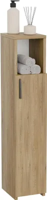 Produktbild von Badschrank Schmal, Badezimmerschrank, Eiche | Freistehender Aufbewahrungsschrank, Regal für Bad, Küche und Wohnzimmer