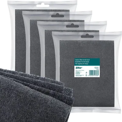 Immagine prodotto di Sillar Filtro a carbone attivo Set di 4 filtri – Tagliabili su misura 47×57 cm, filtri a carbone di ricambio per cappe aspiranti