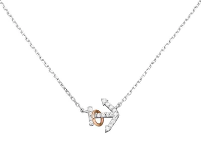 Produktbild von Collier Kette mit Anhänger Anker 925 Silber 18 Zirkonia teilrotvergoldet 45cm