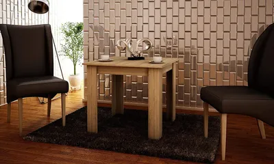 Produktbild von MATKAM Tisch Kongo H 75 x B 80 x T 80 cm, schlichte, geradlinige Optik, laminierte Möbelplatte, kratzfest, wasserabweisend (Sonoma Eiche)