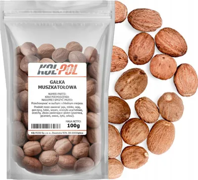 Zdjęcie produktu dla GAŁKA MUSZKATOŁOWA CAŁA 100g Cały orzech aromatyczna wysoka jakość Kol-Pol
