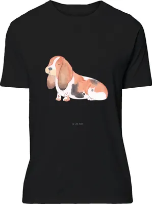 Produktbild von Mr. & Mrs. Panda Tshirt Hund Basset Hound - Schwarz - Geschenk, V-Ausschnitt T-Shirt, S, oberteil, Sprüche, Shirt, Hundeliebe, Süß