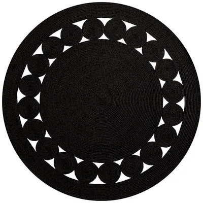 Runder Teppich Leylim, schwarz, 120 x 120 cm