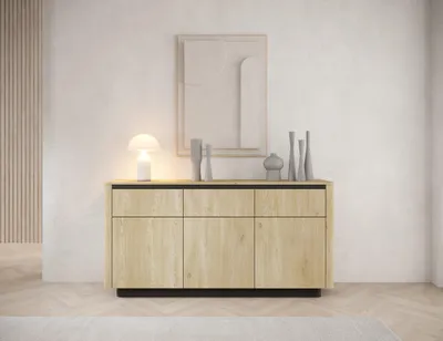 Produktbild von Kommode mit Schubladen, Schwarz, Eiche Cremona, 3D3S TORRO 163 cm
