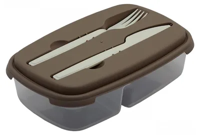 Produktbild von Gariella Lunchbox mit 2 Kammern, integriertem Besteck Hellbraun