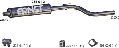 Produktbild von ERNST 034012 Mittelschalldämpfer Schalldämpfer für OPEL Meriva B (S10)