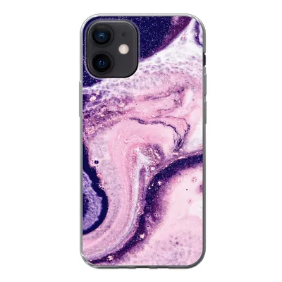 Produktbild von MuchoWow® Handyhülle Schutzhülle Hülle für iPhone 12 Marmor - Glitzer - Chic Silikon Softcase Handy Hülle - Schutzhülle