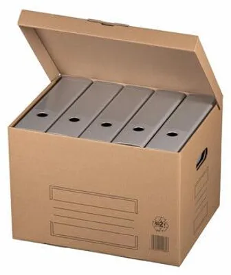 Produktbild von 10x Archivbox mit Klappdeckel und Automatikboden 410x320x285mm braun