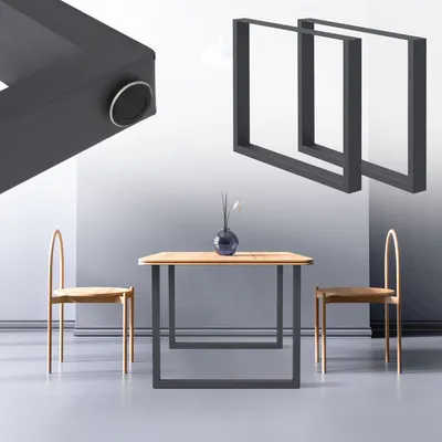 Produktbild von ECD Germany 2x Tischbeine / Tischkufen aus Vierkantprofilen, 90x72 cm, Anthrazit, pulverbeschichtete Stahl, Industriedesign, DIY Metall Tischgestell