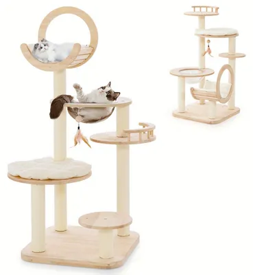 Produktbild von Katzenbaum – Kratzbaum – Kletterbaum – Katzenhaus – Katzenmöbel – 4-in-1 Design aus Holz
