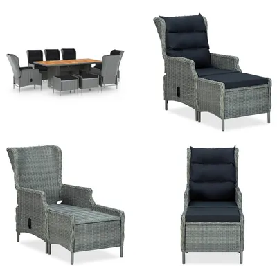 Image de vidaXL Ensemble de jardin 9 pièces avec coussins Poly Rotin Gris clair - Ensemble de meubles de jardin - Table Et Chaise De Jardin