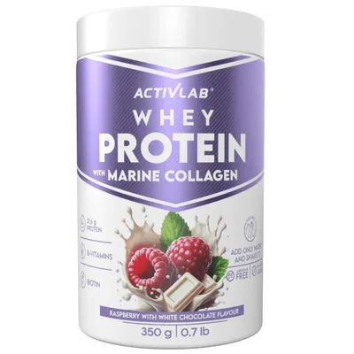 Immagine prodotto di Activlab Whey Protein con collagene marino – Proteine in polvere lampone cioccolato bianco, 350 g
