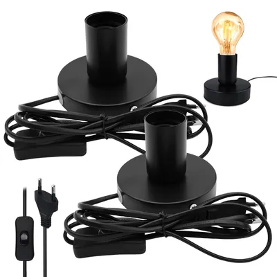 Produktbild von 2 Stück Nachttischlampe Retro mit Kabelschalter, E27 Fassung, Vintage Tischlampe Lampenfassung, E27 Lampenhalter Nachttischlampe Retro Basis für Home Lighting Decor, Cafe Bar Decor(ohne Lampe)